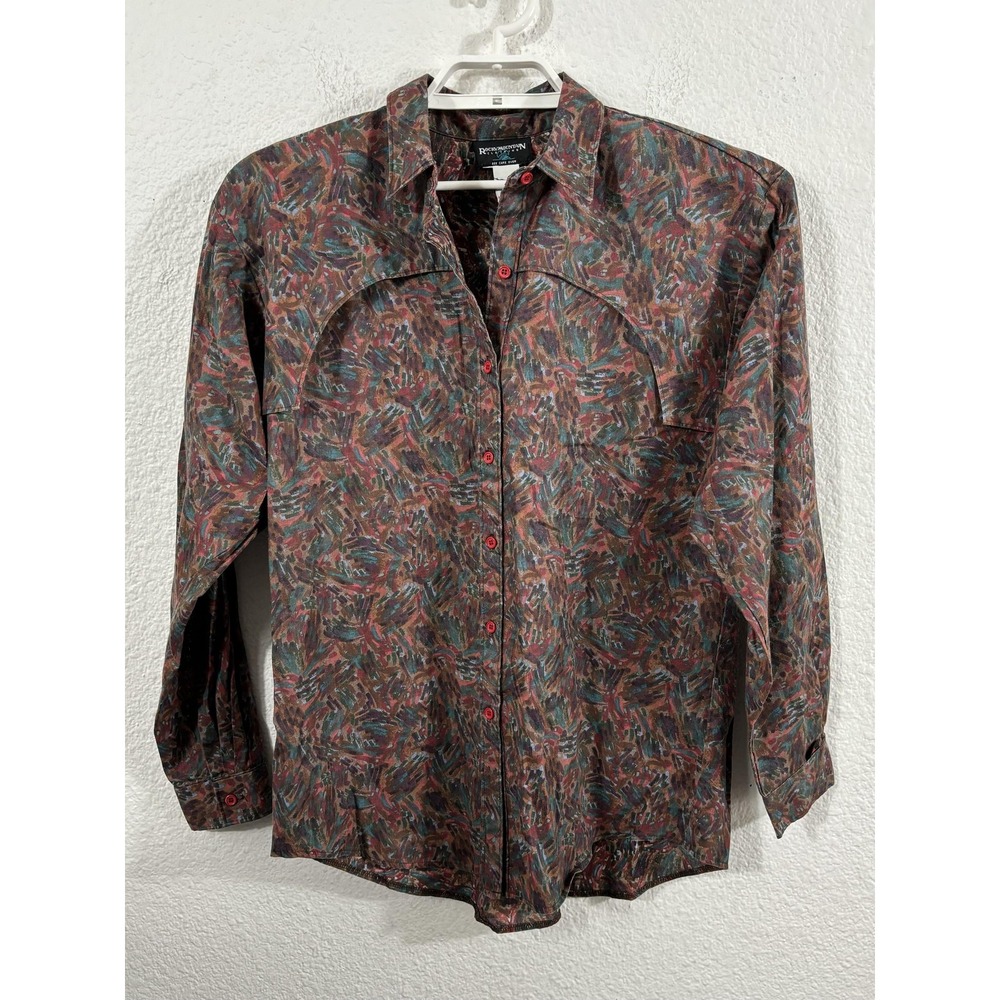 Vintage RockyMountain Shirt Womens Large Multicolor Western Abstract Cotton 90s